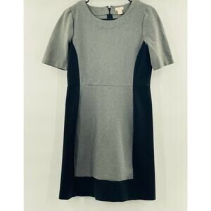 J.crew Womens Fit & Flare Dress Gray Black Color Block Scoop Neck Short Sleeve 2